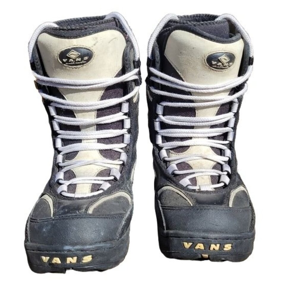 Vintage 90s Vans Womens 7 Black/Grey/White Snowboard Boots Daniel Franck Lace Up